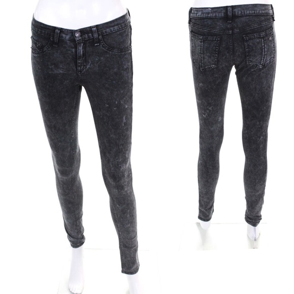 Rag & Bone Acid Wash Black Leggings Skinny Jeans Denim - Picture 2 of 8